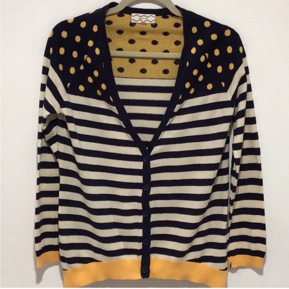 Pink Rose Black and Yellow Striped Cardigan - Picture 1 of 7